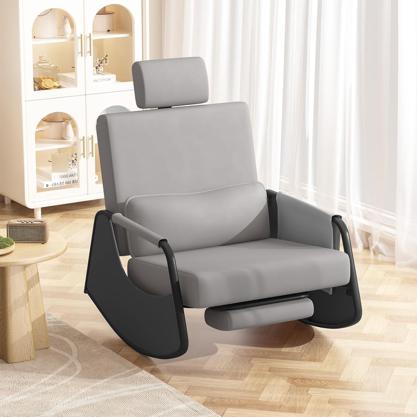 YODOLLA Rocking Nursing Chair with Footrest, Adjustable High Back Armchair