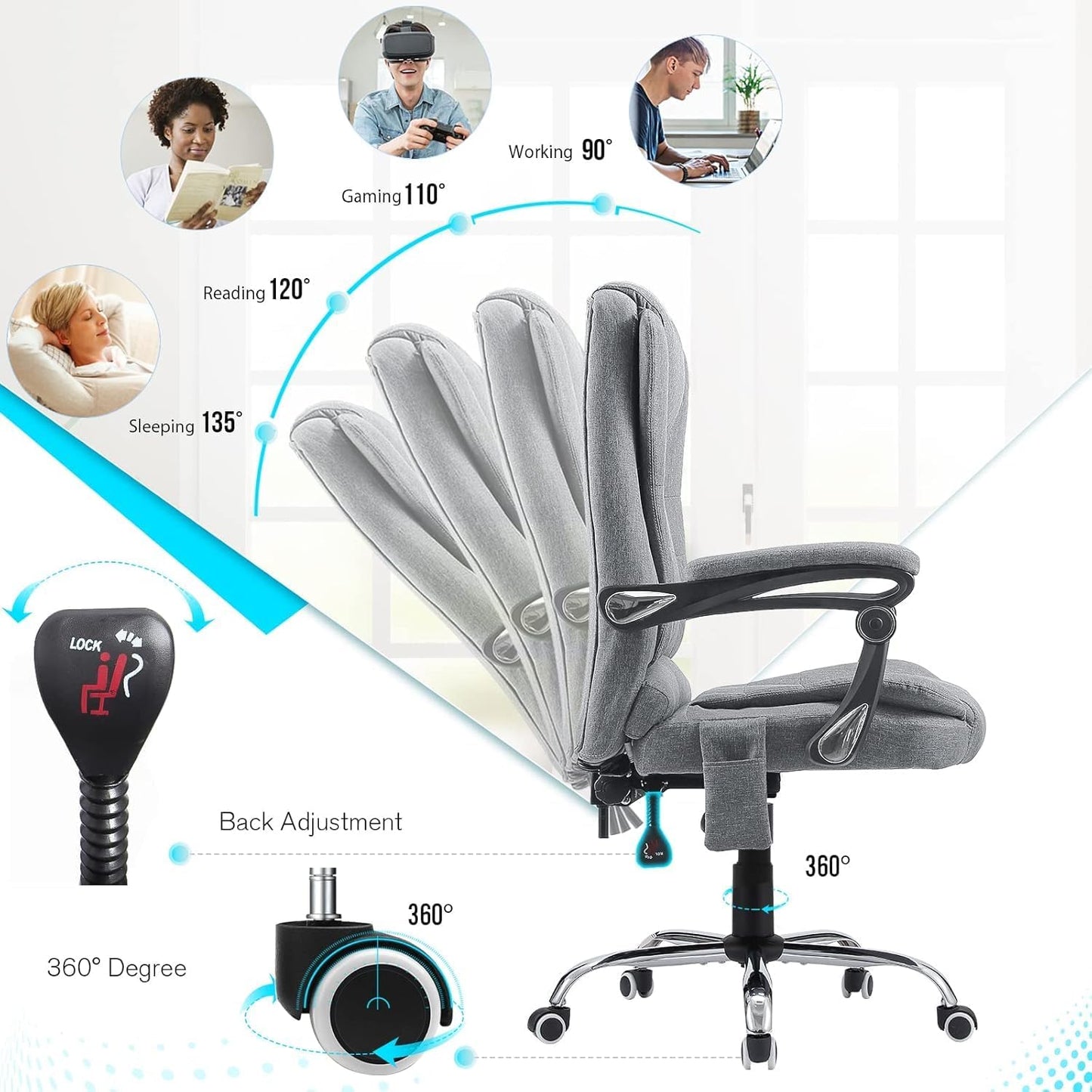 YODOLLA High Back Office Chair Heated Massage, Executive Desk Chairs with 7-Point Vibration