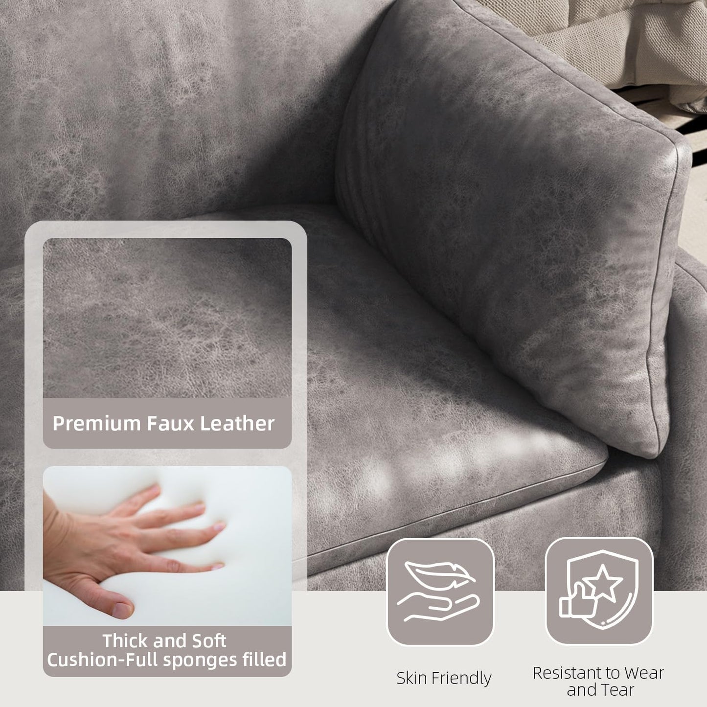 YODOLLA 172cm Sofa Couch, 2-3 Seater Modern Couch with Thicken Cushions