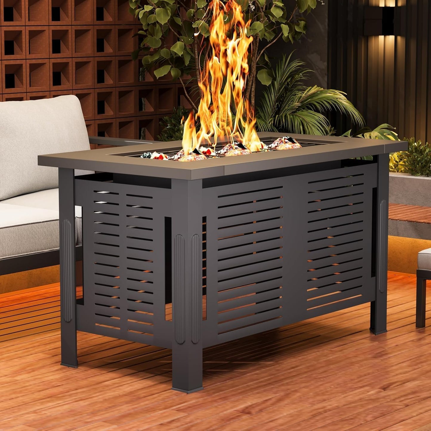 YODOLLA Large Fire Pit Table, Metal Fire Pits for Outdoor BBQ