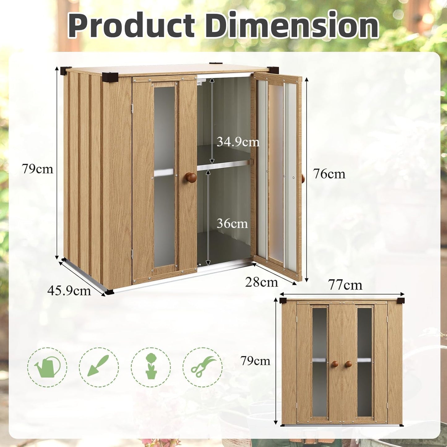 YODOLLA Garden Storage Box Shed Small, Metal Cabinet Cupboard