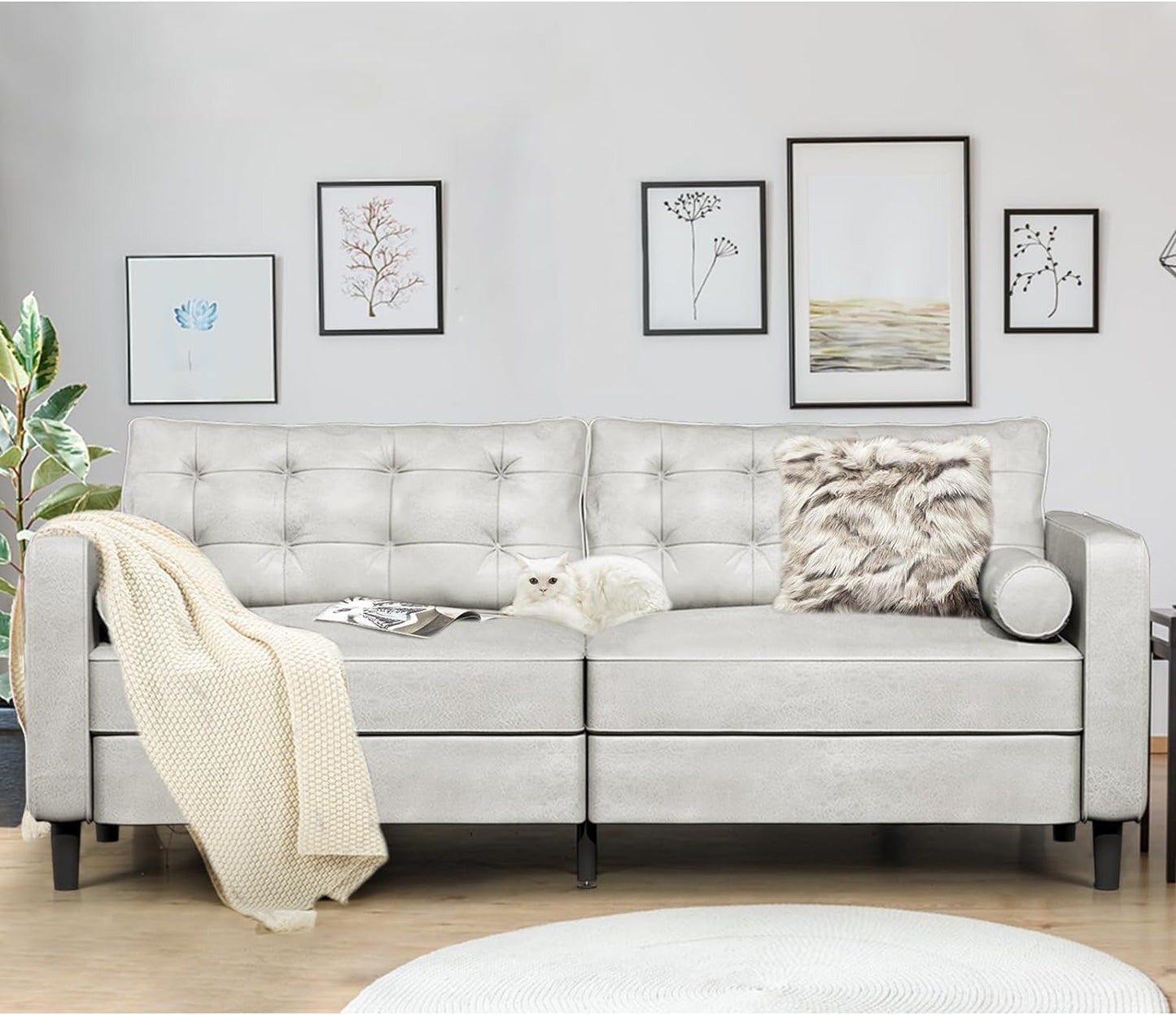 YODOLLA 3 Seater Sofa Large, 214cm Modern Sleeper Sofa Loveseat