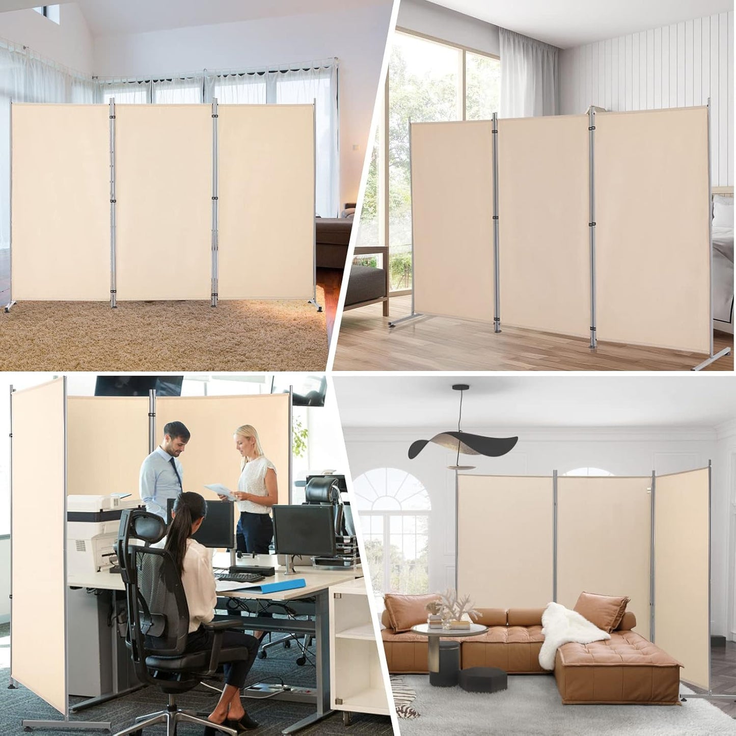 YODOLLA 260CM 3-Panel Room Divider, Wall Divider Movable Partition