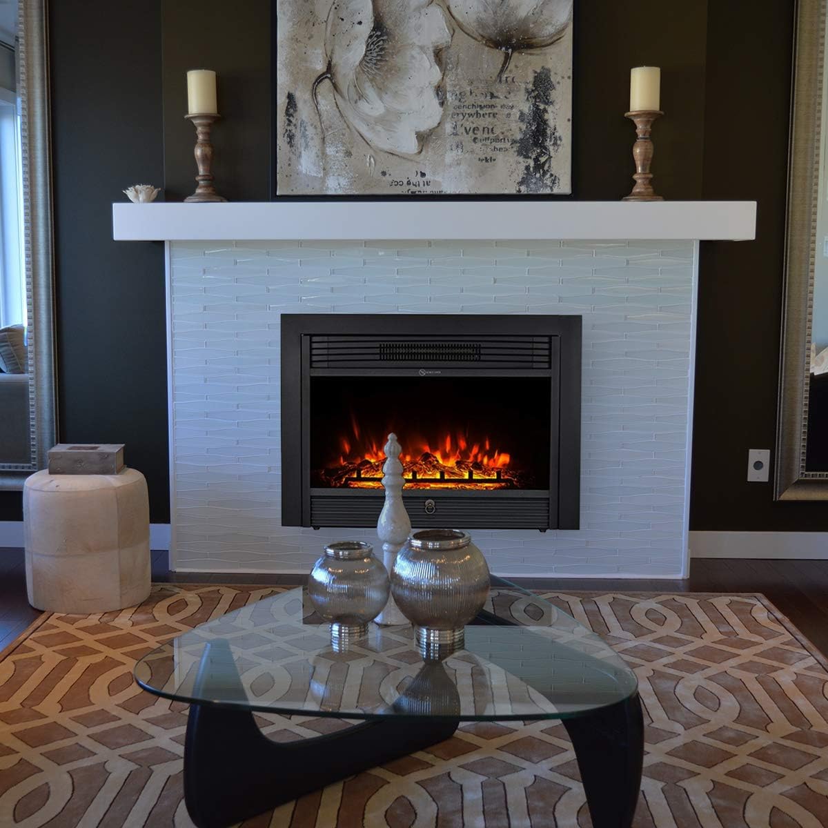 YODOLLA Electric Fireplace, Recessed Wall Mounted with Remote Control