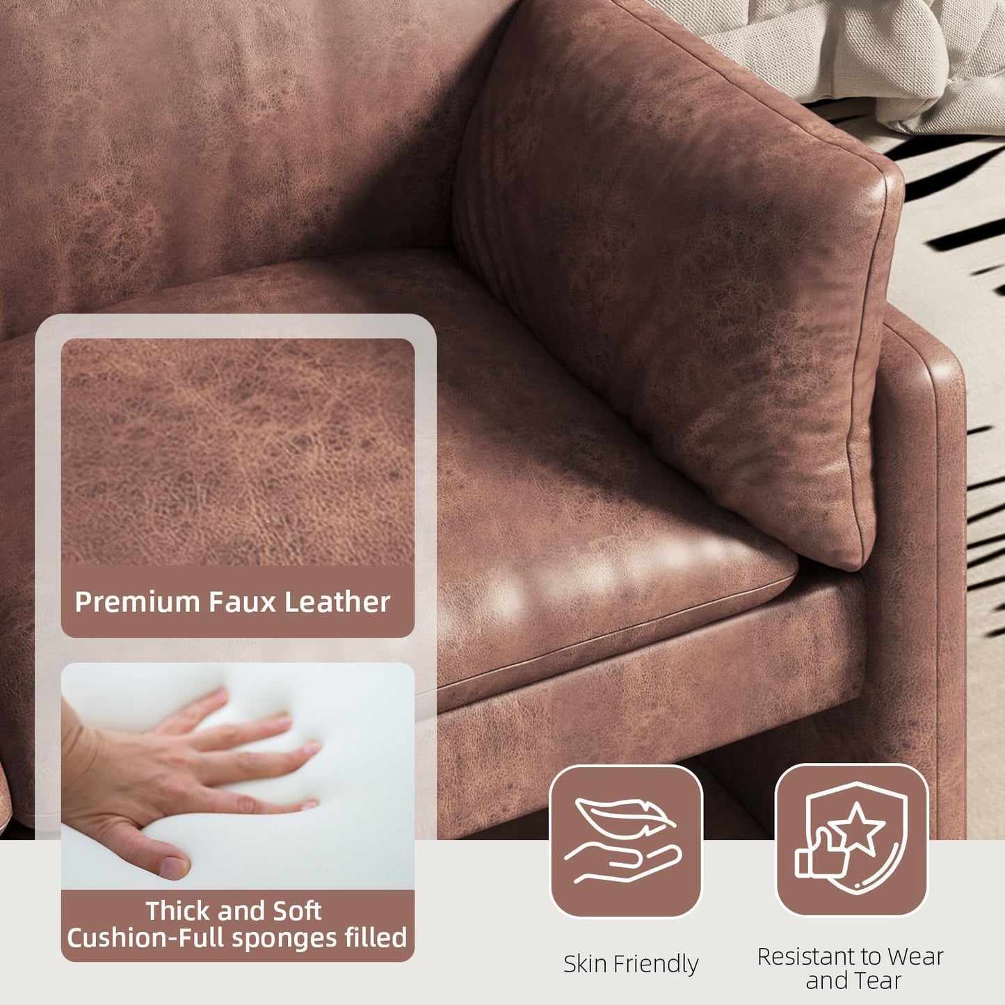 YODOLLA 172cm Sofa Couch, 2-3 Seater Modern Couch with Thicken Cushions