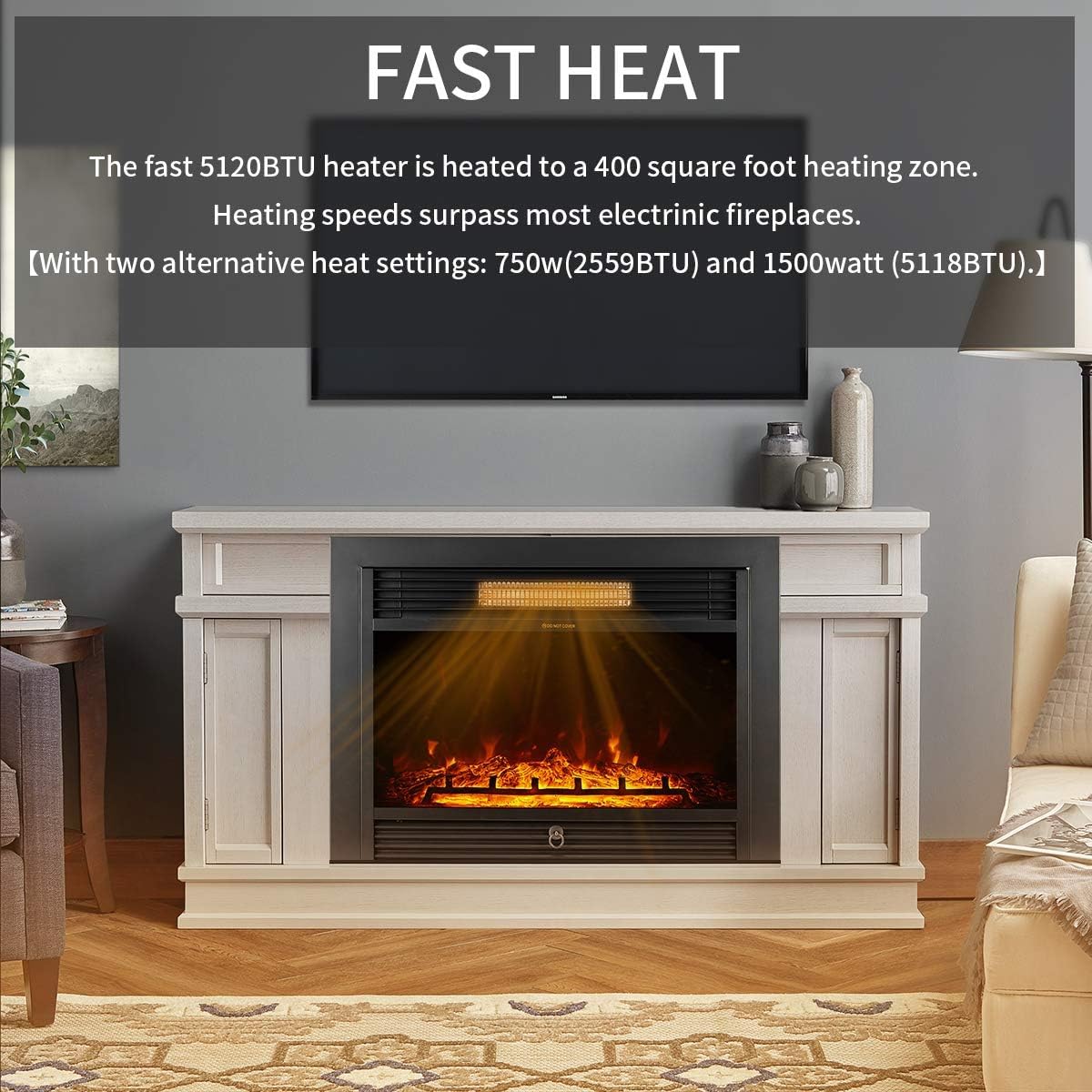 YODOLLA Electric Fireplace, Recessed Wall Mounted with Remote Control