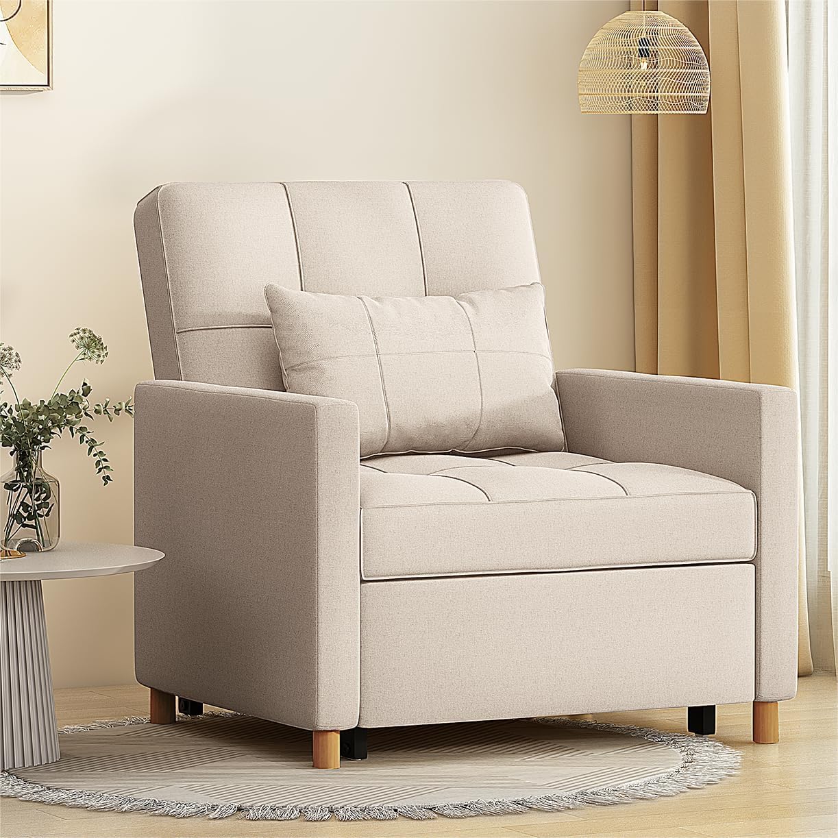 YODOLLA 175cm Single Sofa Bed Chair,3-in-1 Sleeper Armchair Convertible