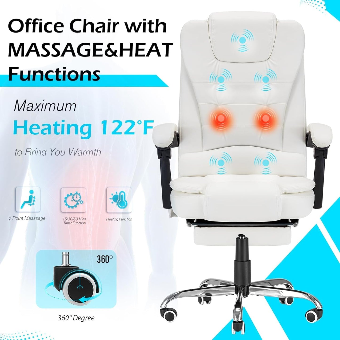 YODOLLA Office Chair with Footrest, Desk Chairs For Home With Back Support