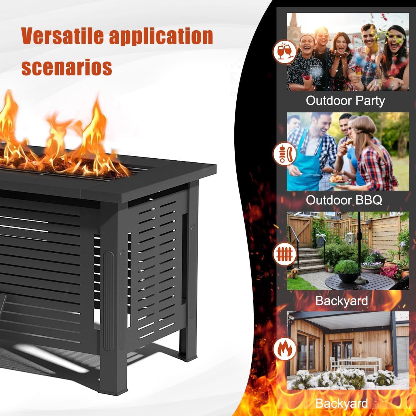 YODOLLA Large Fire Pit Table, Metal Fire Pits for Outdoor BBQ