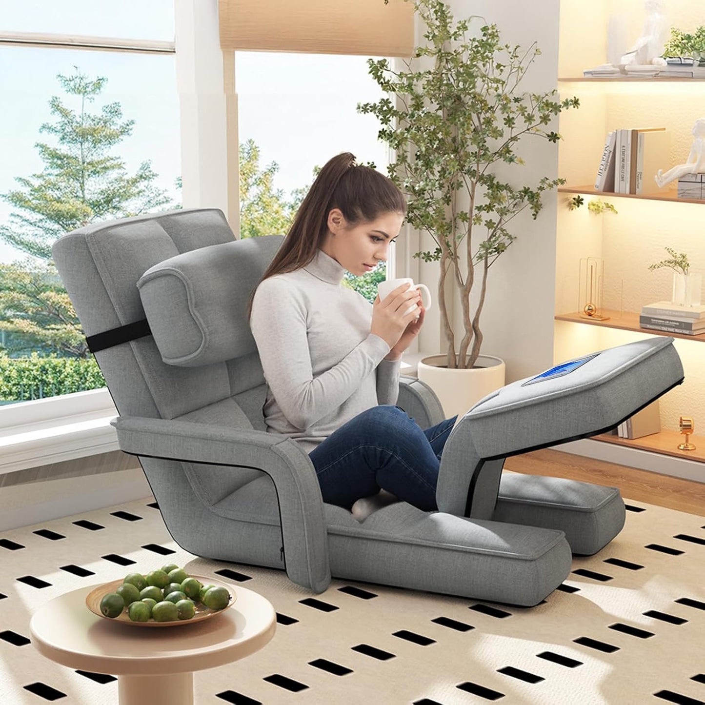 YODOLLA Folding Floor Chair, Small Sofa with Back Support
