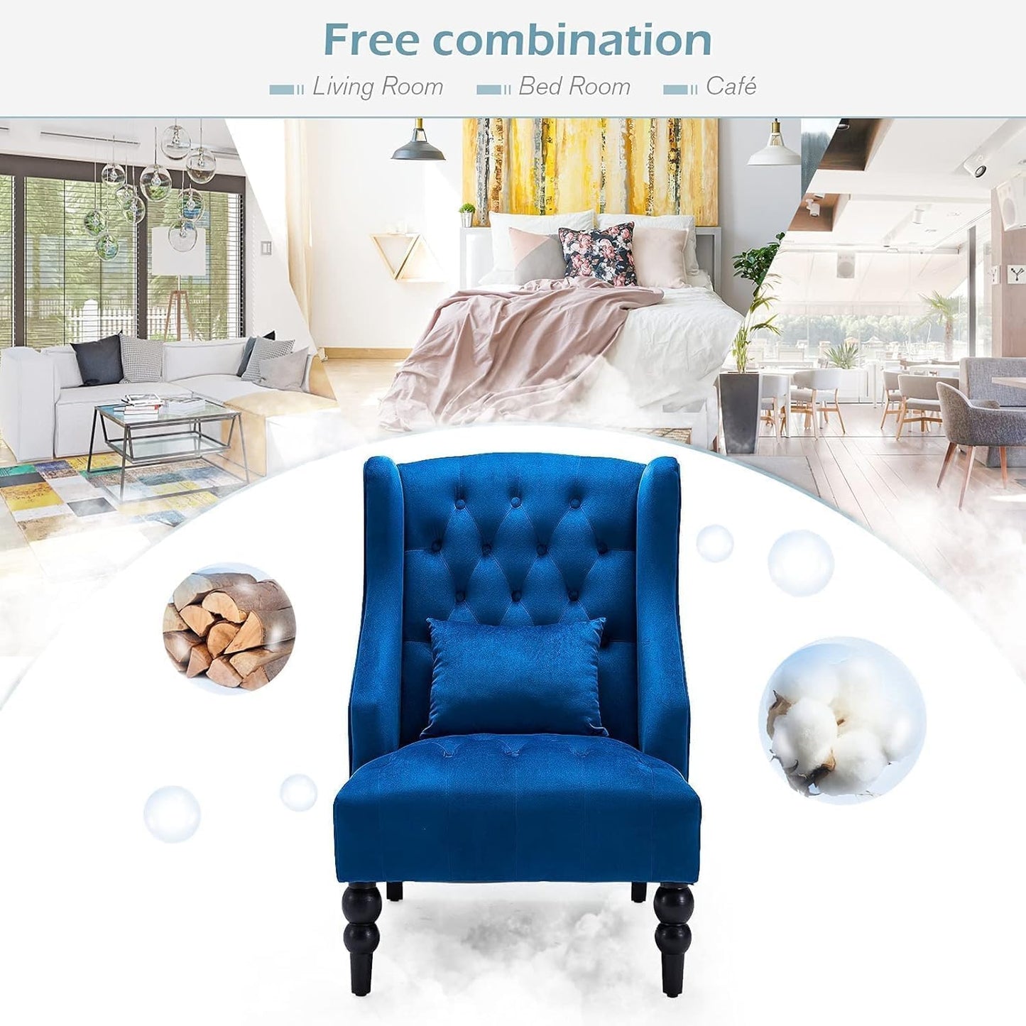 YODOLLA Wingback Armchair, Classic Accent Tub Club Chair