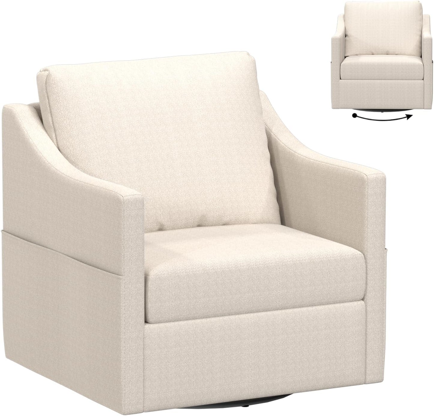 YODOLLA Swivel Armchair Cuddle Sofa Chair Fabric Snuggle Rocker Chairs