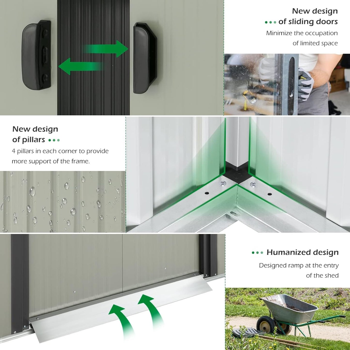 YODOLLA Outdoor Storage Shed, Bike Tool Garden Metal Sheds with Sliding Door