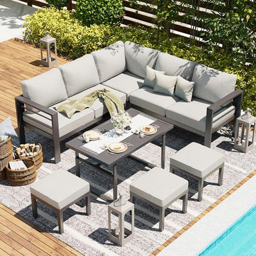 YODOLLA 7 Piece Aluminum Patio Furniture Set Outdoor Patio Conversation Set