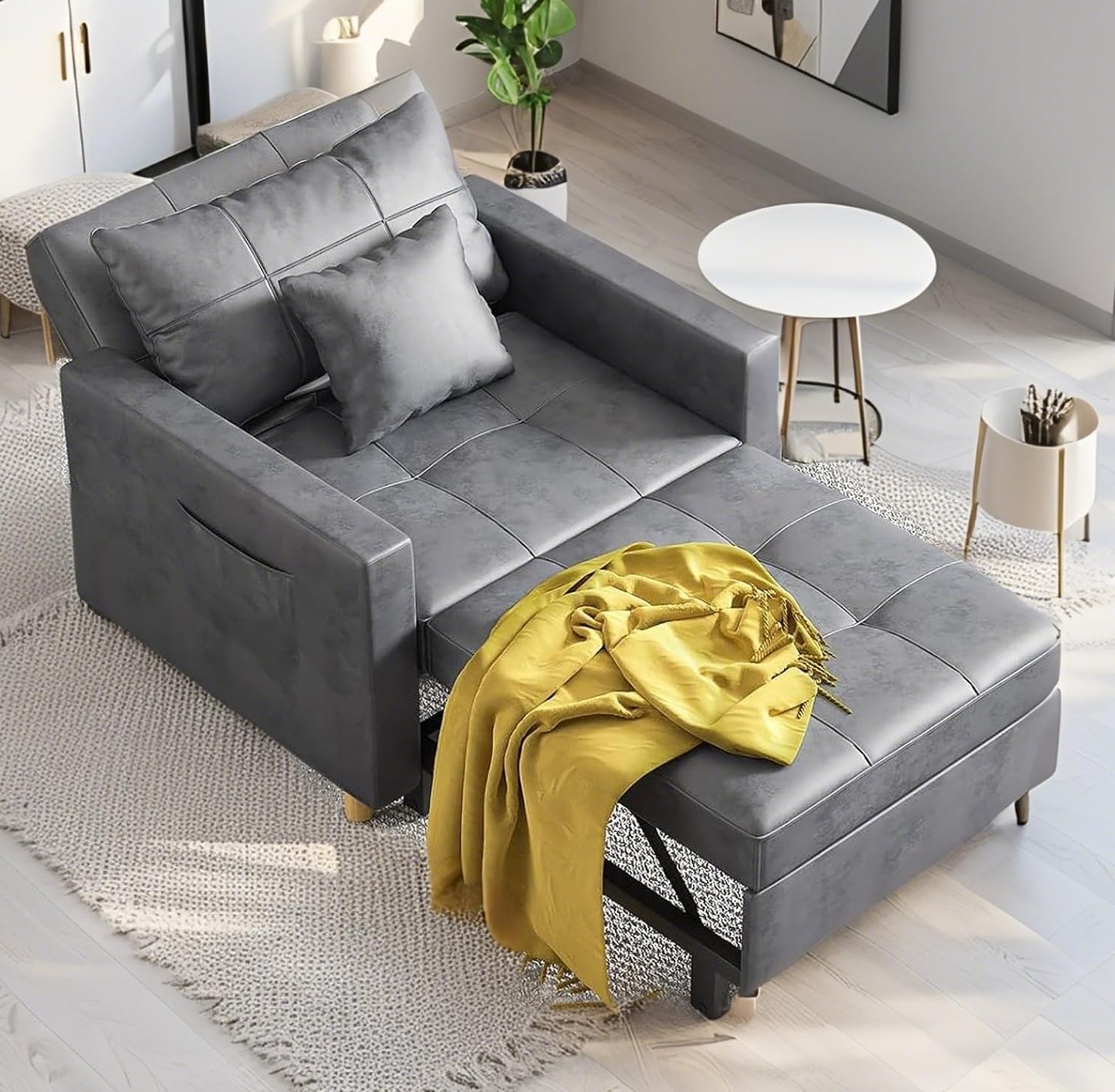YODOLLA 3-in-1 Sleeper Sofa Bed, 192cm Convertible Single Sofa, Adjustable Armchair