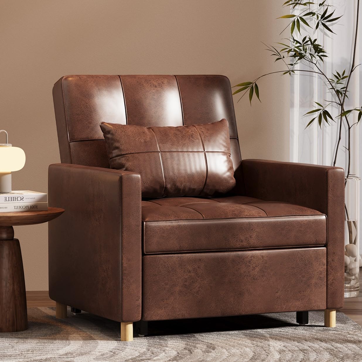 YODOLLA 175cm Single Sofa Bed Chair,3-in-1 Sleeper Armchair Convertible
