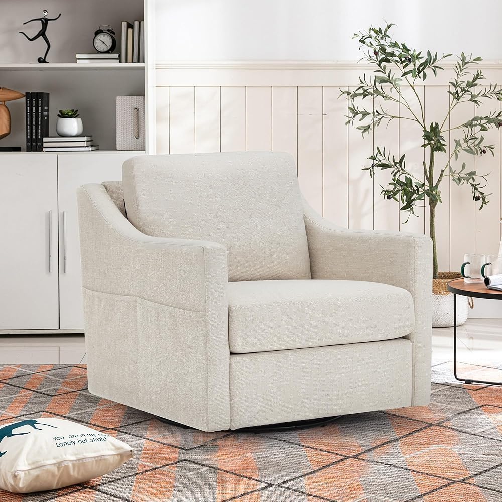 YODOLLA Swivel Armchair Cuddle Sofa Chair Fabric Snuggle Rocker Chairs