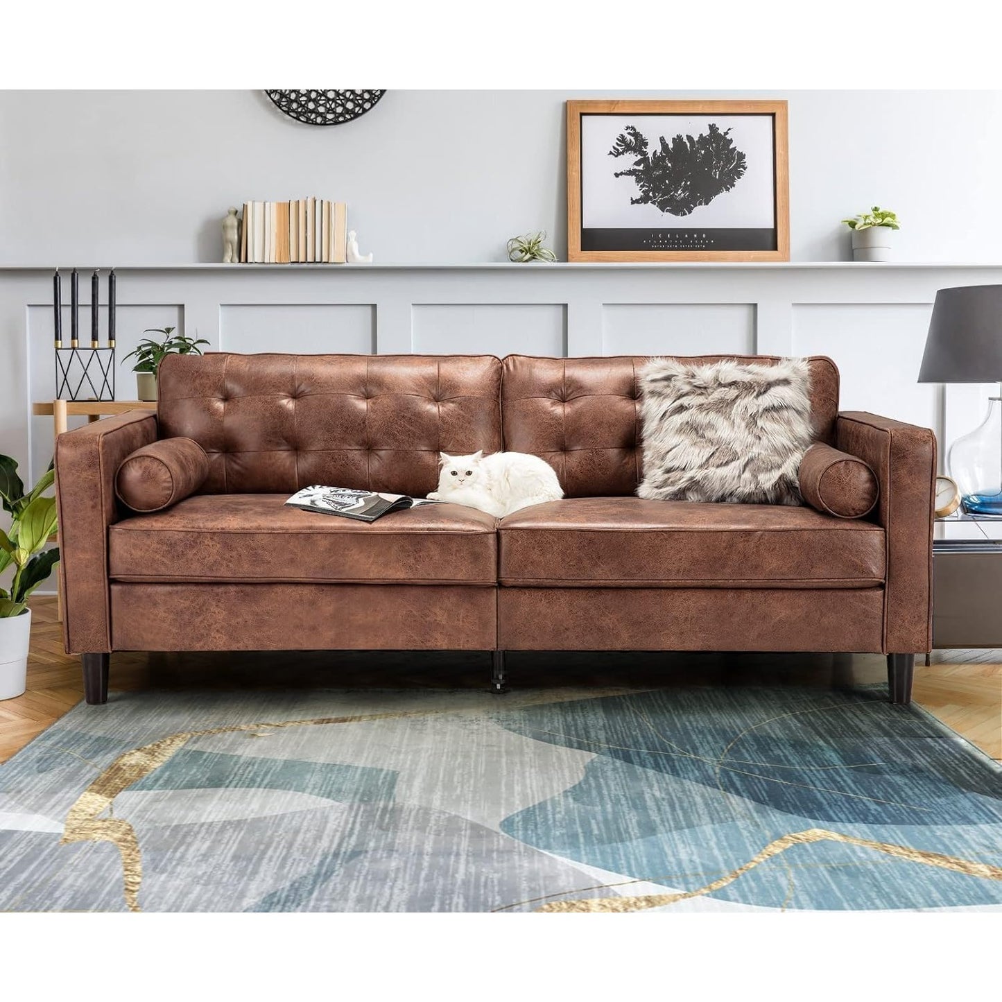 YODOLLA 3 Seater Sofa Large, 214cm Modern Sleeper Sofa Loveseat