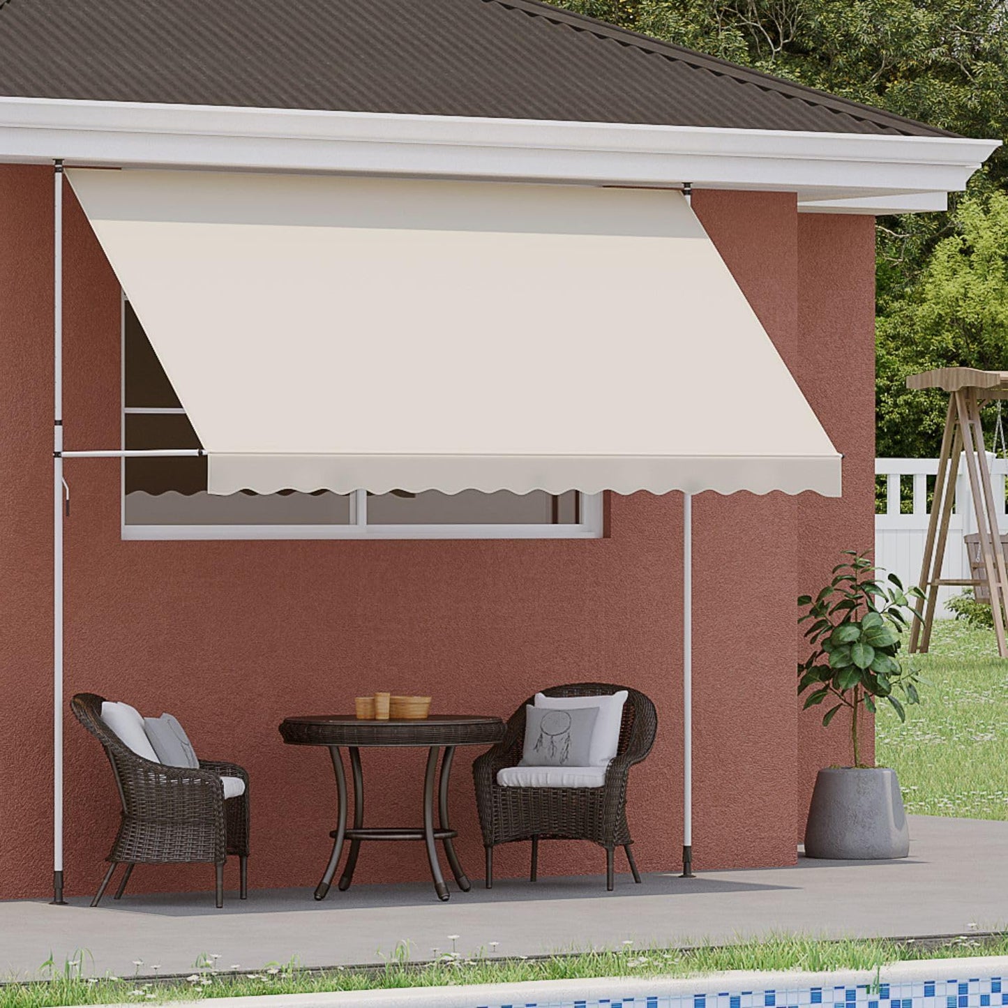 YODOLLA DIY Free Standing Awning, Garden Awnings with Hand Crank