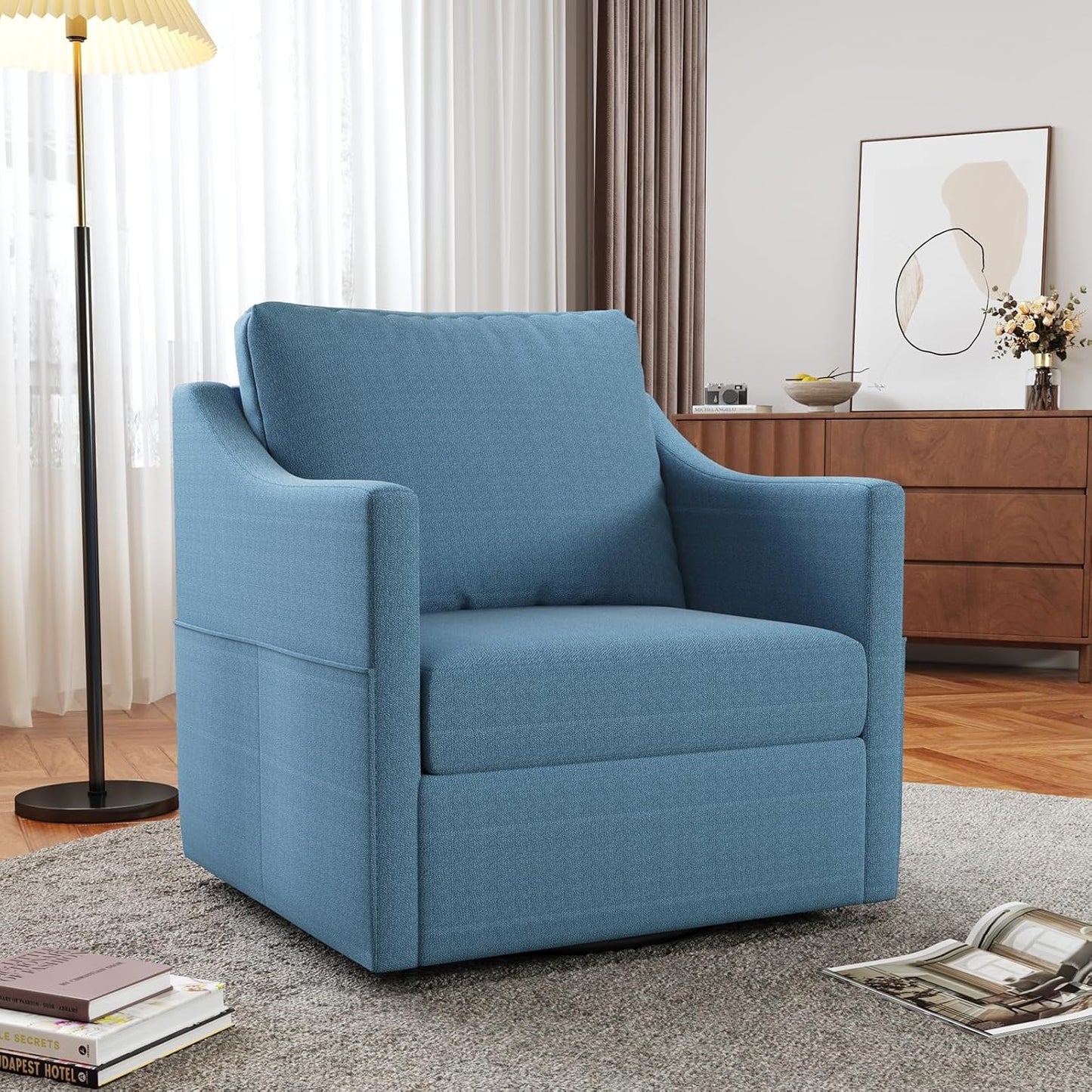 YODOLLA Swivel Armchair Cuddle Sofa Chair Fabric Snuggle Rocker Chairs