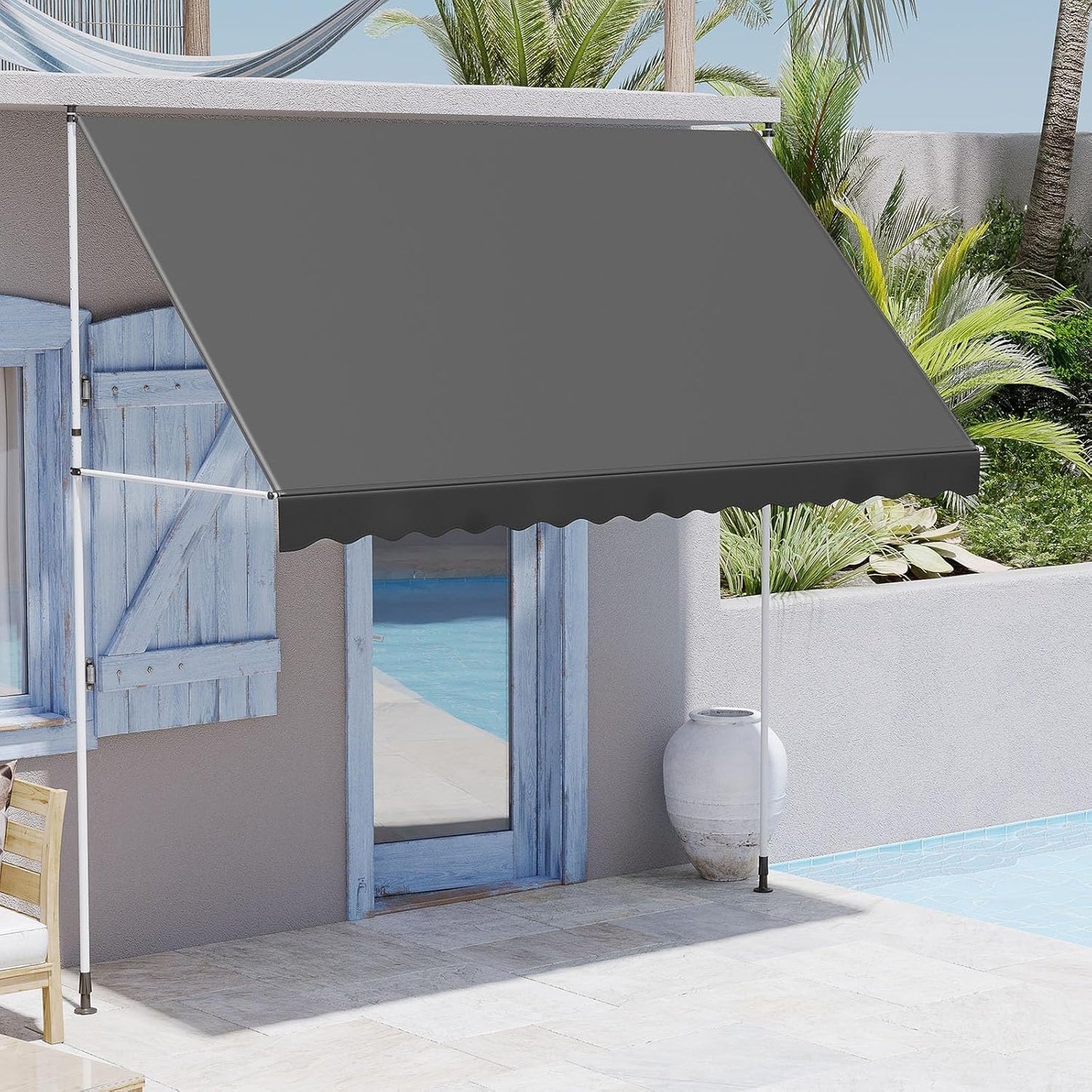 YODOLLA DIY Free Standing Awning, Garden Awnings with Hand Crank