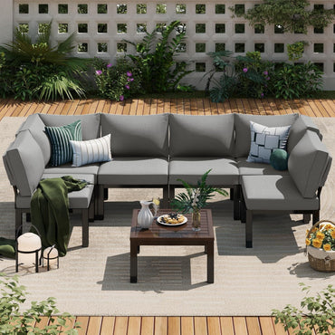 YODOLLA Outdoor Patio Furniture Set, 7 Piece Sectional Corner Sofa Set