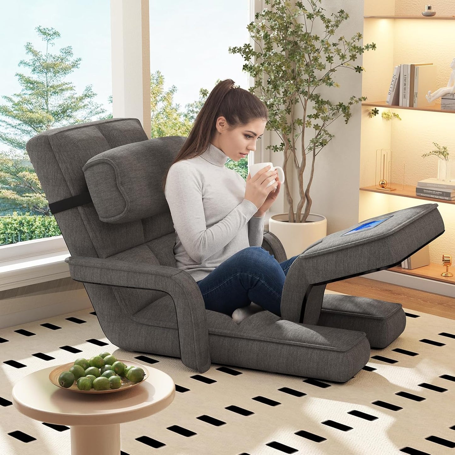 YODOLLA Folding Floor Chair, Small Sofa with Back Support