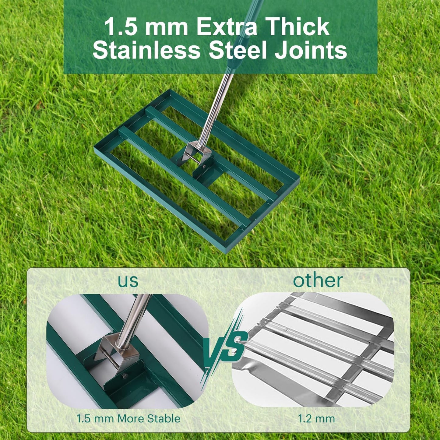YODOLLA Lawn Leveling Rake, Stainless Steel Lawn Leveller Heavy Duty