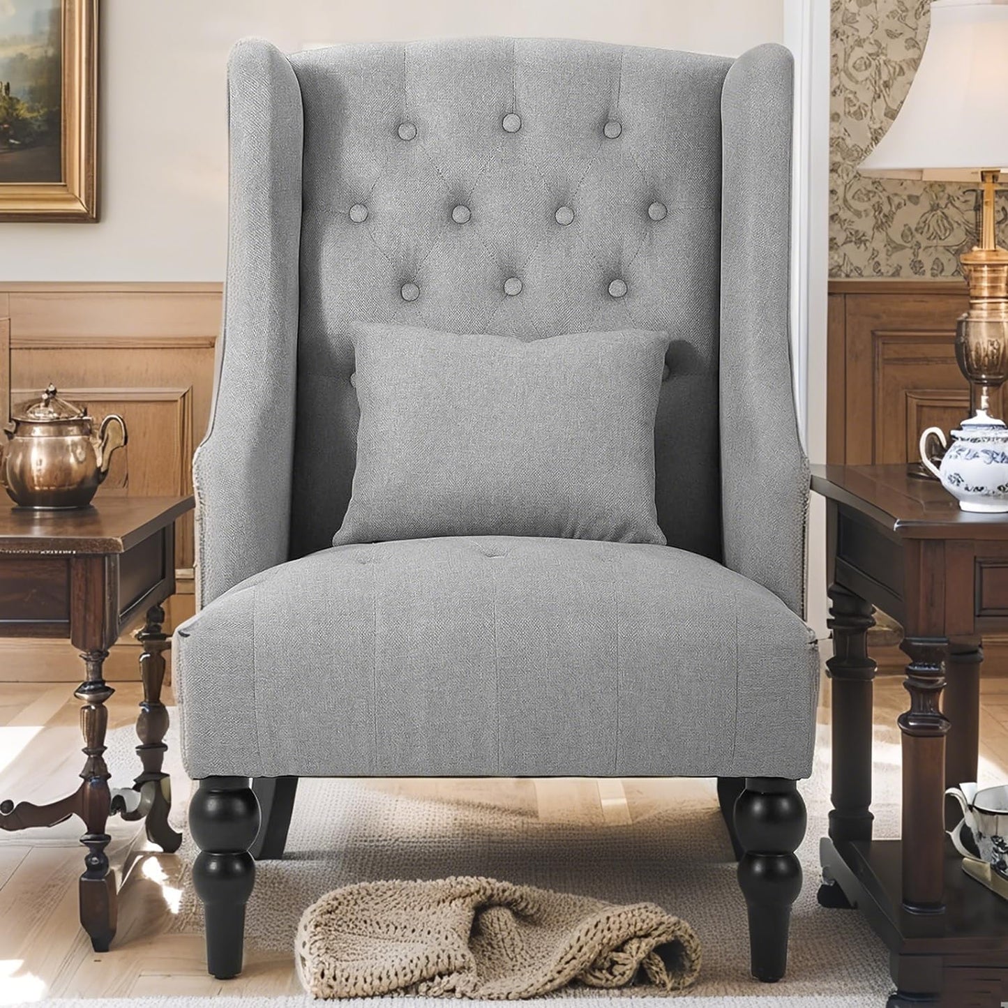 YODOLLA Wingback Armchair, Classic Accent Tub Club Chair