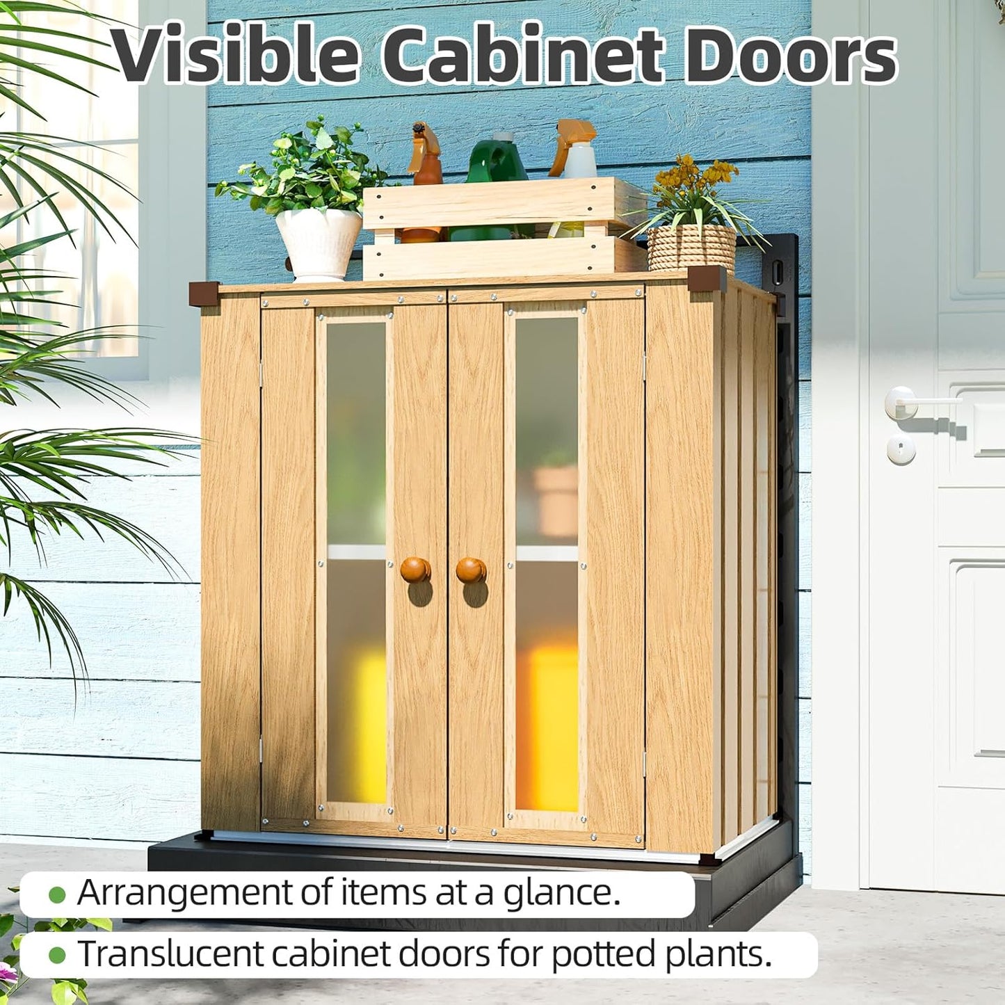 YODOLLA Garden Storage Box Shed Small, Metal Cabinet Cupboard