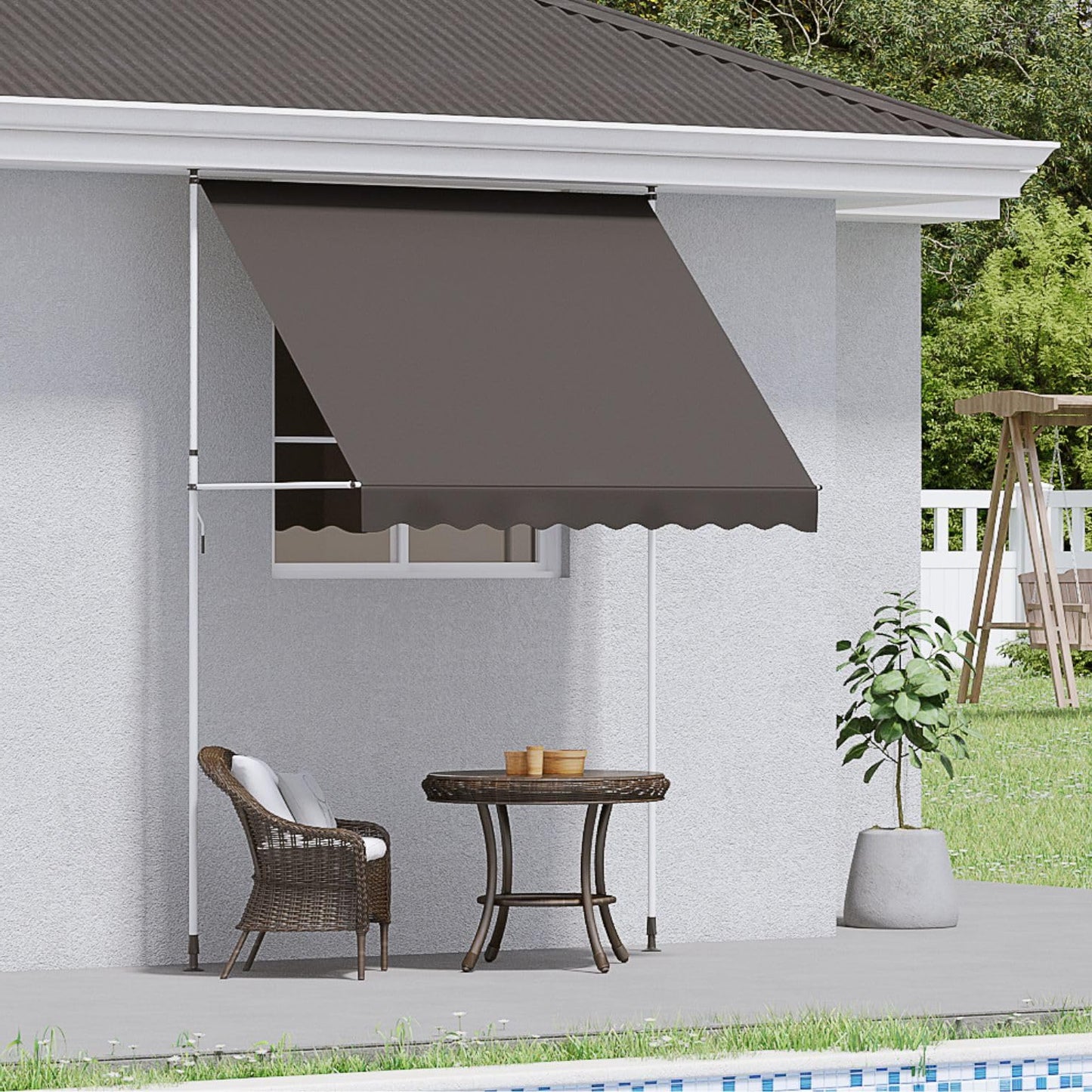 YODOLLA DIY Free Standing Awning, Garden Awnings with Hand Crank