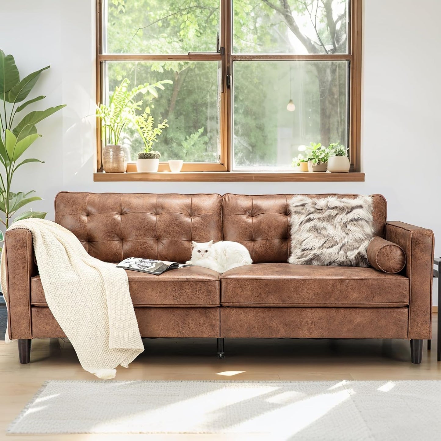 YODOLLA 3 Seater Sofa Large, 214cm Modern Sleeper Sofa Loveseat