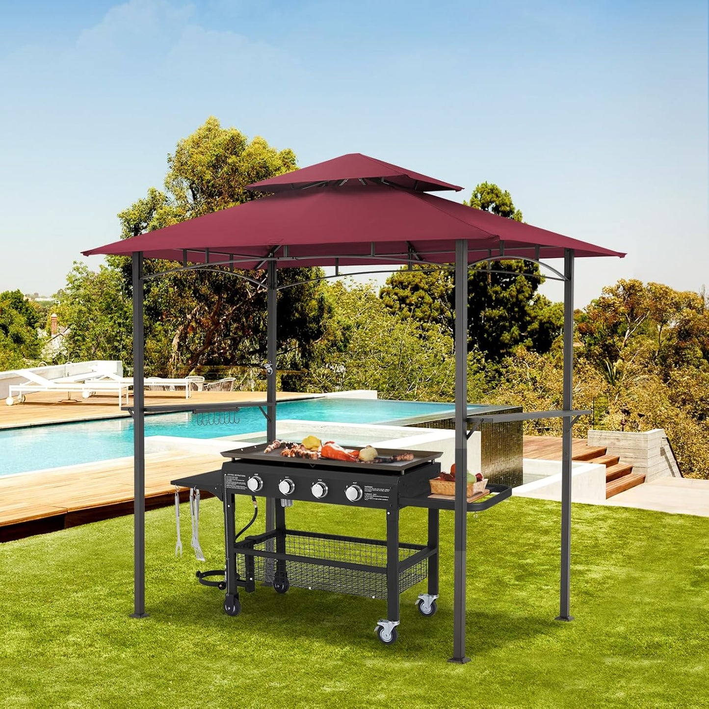 YODOLLA 2.5m Double-Tier BBQ Gazebo Grill Canopy