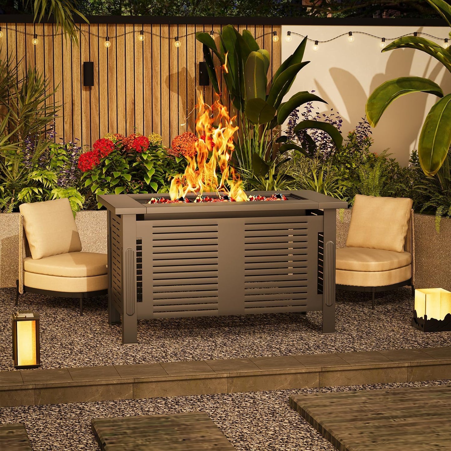 YODOLLA Large Fire Pit Table, Metal Fire Pits for Outdoor BBQ