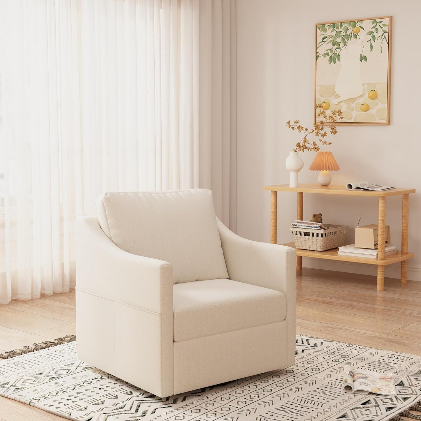 YODOLLA Swivel Armchair Cuddle Sofa Chair Fabric Snuggle Rocker Chairs