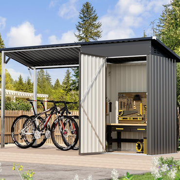 YODOLLA Garden Shed With Gazebo, Open-Sided Storage Shed