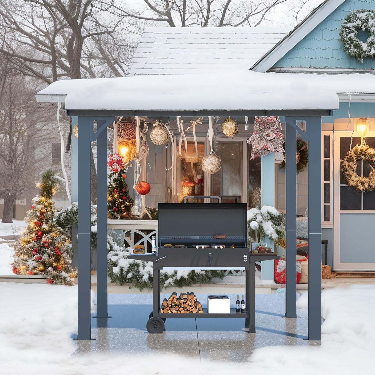 YODOLLA 2.4 x 1.5m Wall-Mounted Metal Hardtop Gazebo