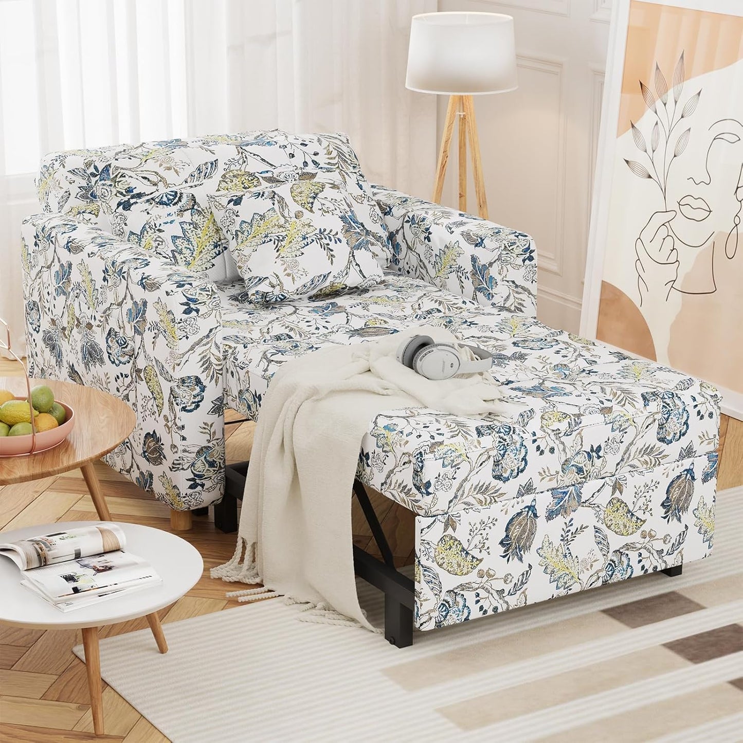 YODOLLA 3-in-1 Sleeper Sofa Bed, 192cm Convertible Single Sofa, Adjustable Armchair