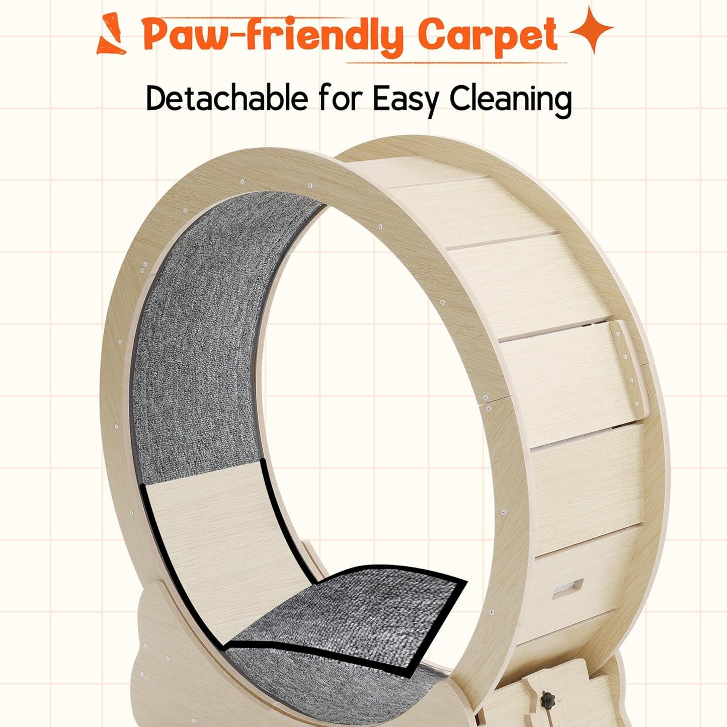 YODOLLA 110cm Cat Exercise Wheel Large, Cats Treadmill with Detachable Carpeted Runway