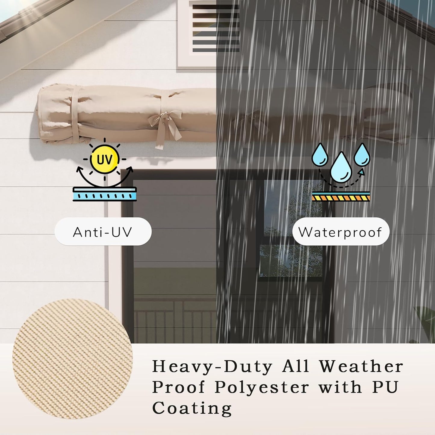 YODOLLA Retractable Awning Cover All-Weather Protective Storage Bag, Beige