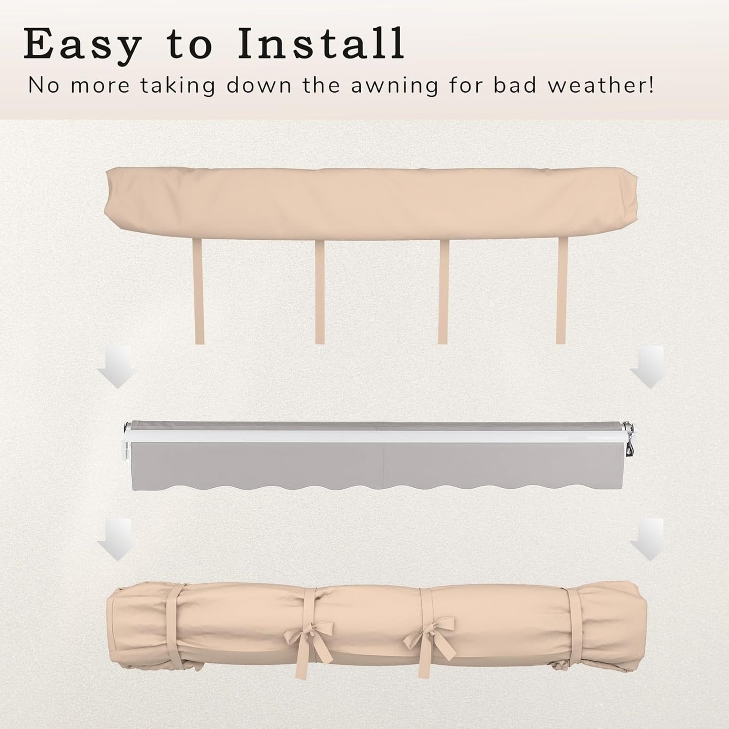 YODOLLA Retractable Awning Cover All-Weather Protective Storage Bag, Beige