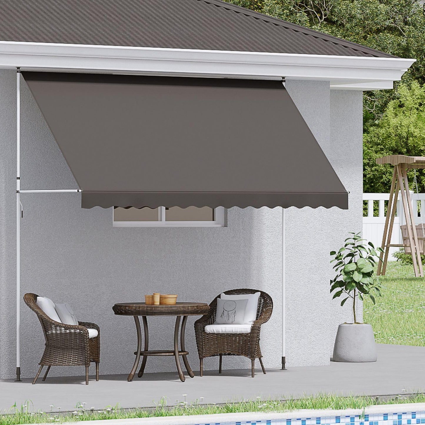 YODOLLA DIY Free Standing Awning, Garden Awnings with Hand Crank