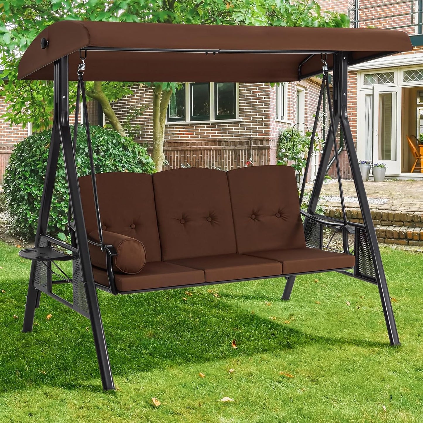 YODOLLA Garden Swing Chair, Swing Chairs Thick Padded Seat with Adjustable Tilting Canopy
