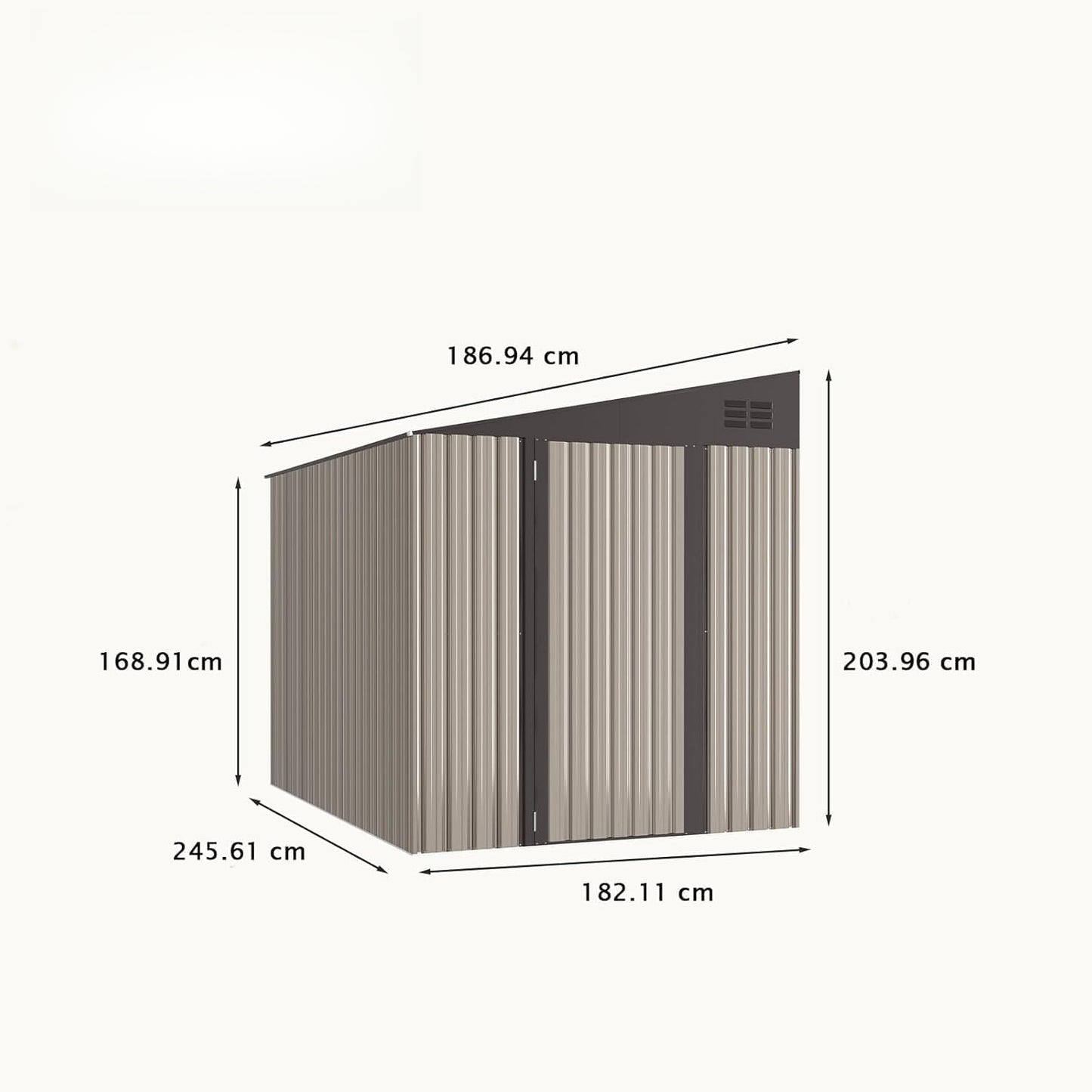 YODOLLA 182x245x203 cm Lean to Storage Metal Garden Shed