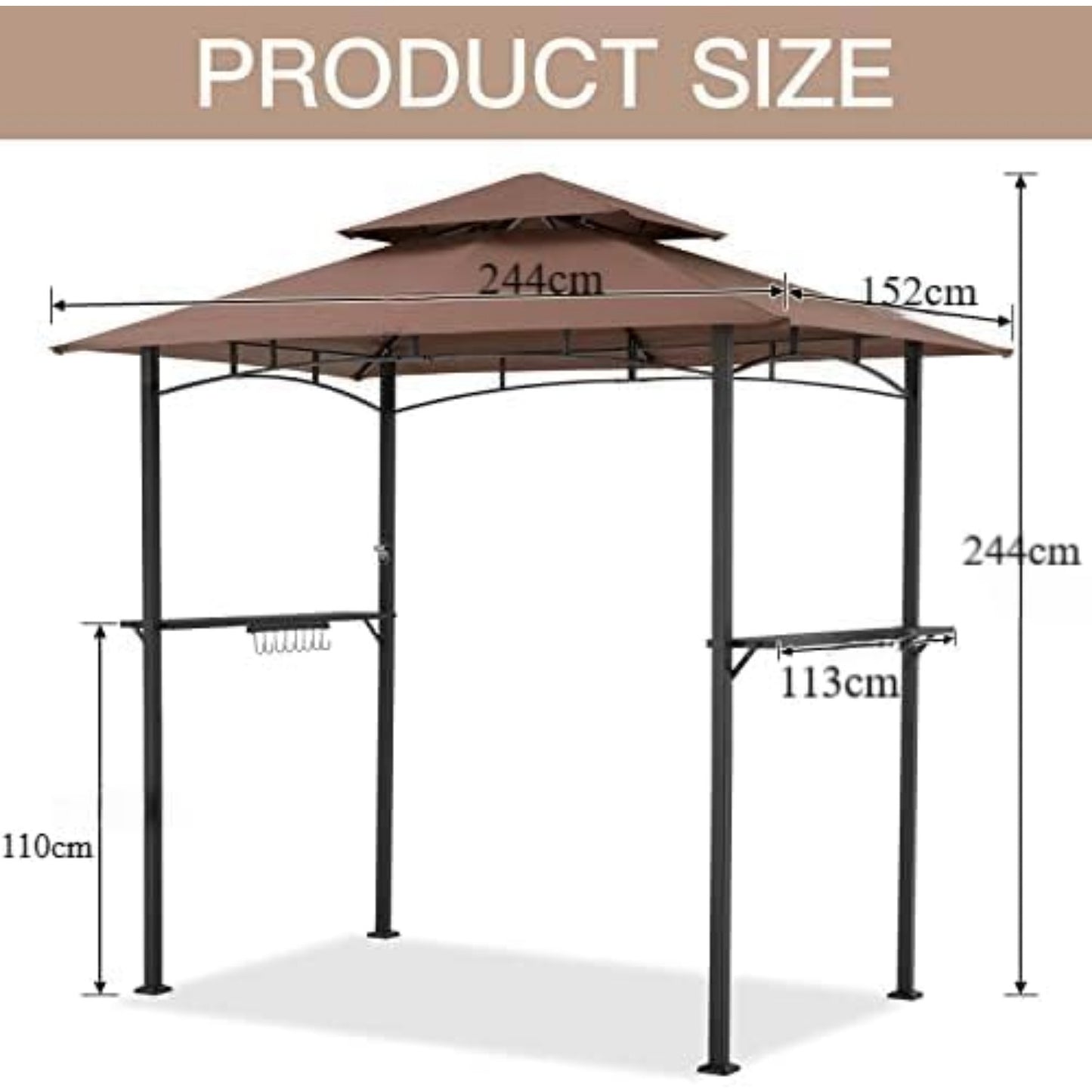 YODOLLA 2.5m Double-Tier BBQ Gazebo Grill Canopy