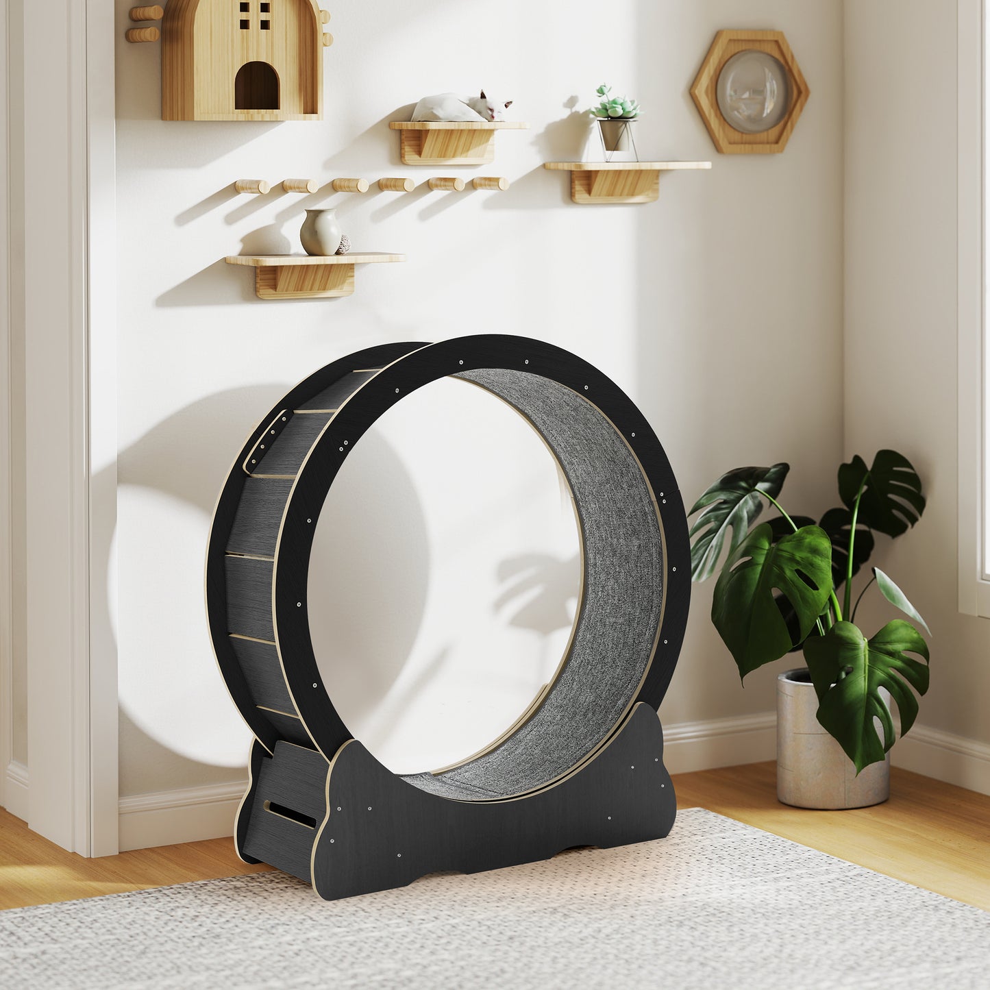 YODOLLA 110cm Cat Exercise Wheel Large, Cats Treadmill with Detachable Carpeted Runway