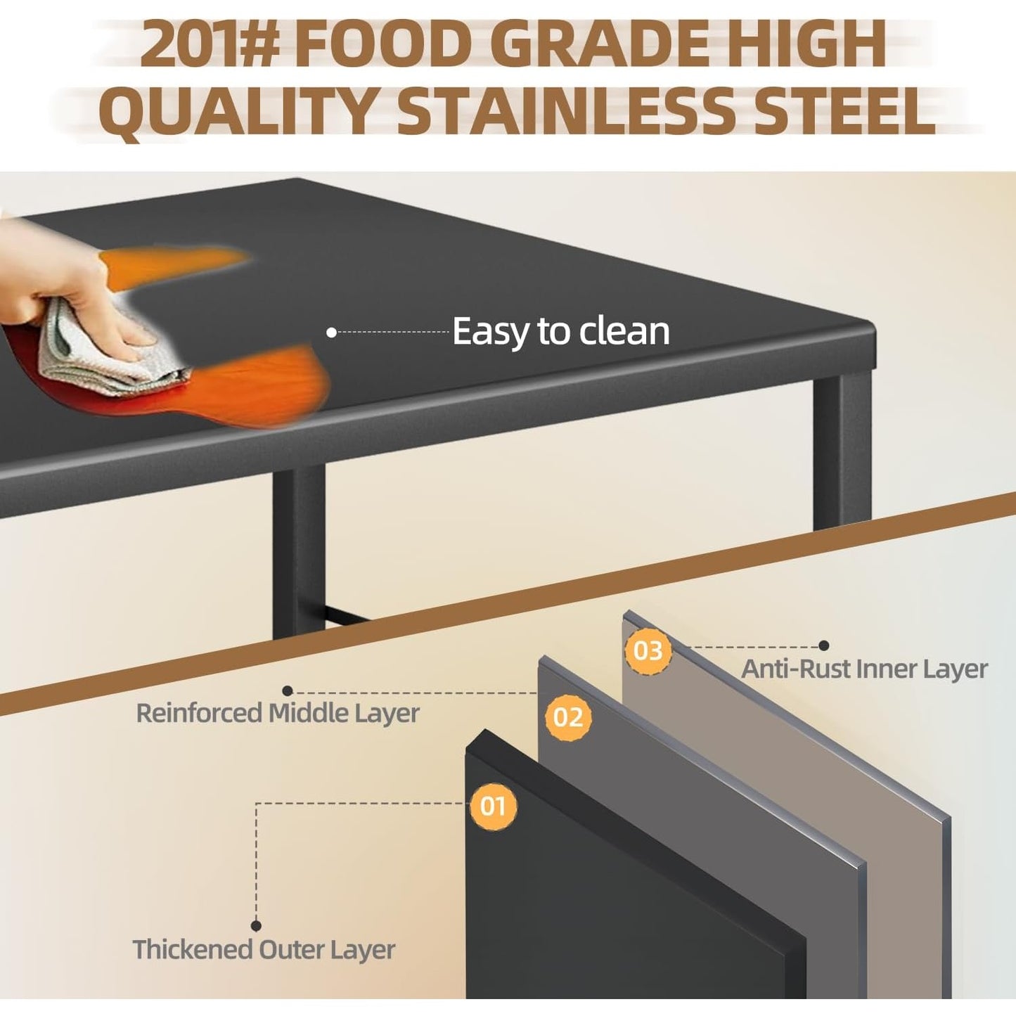 YODOLLA Foldable Stainless Pizza Oven Table,3-Tier Outdoor Grill Cart Trolley on Wheels