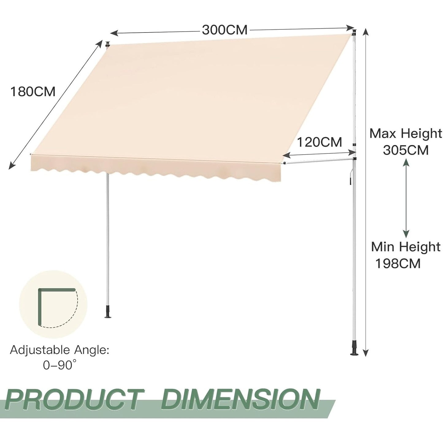 YODOLLA DIY Free Standing Awning, Garden Awnings with Hand Crank