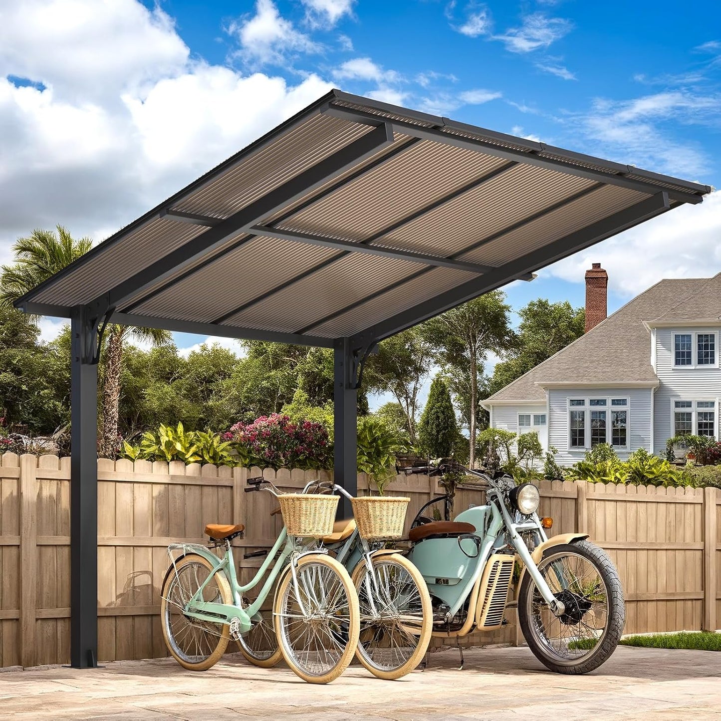 YODOLLA Metal Hardtop Gazebo, Waterproof Aluminium Pergola, Freestanding BBQ Shelter & Carport