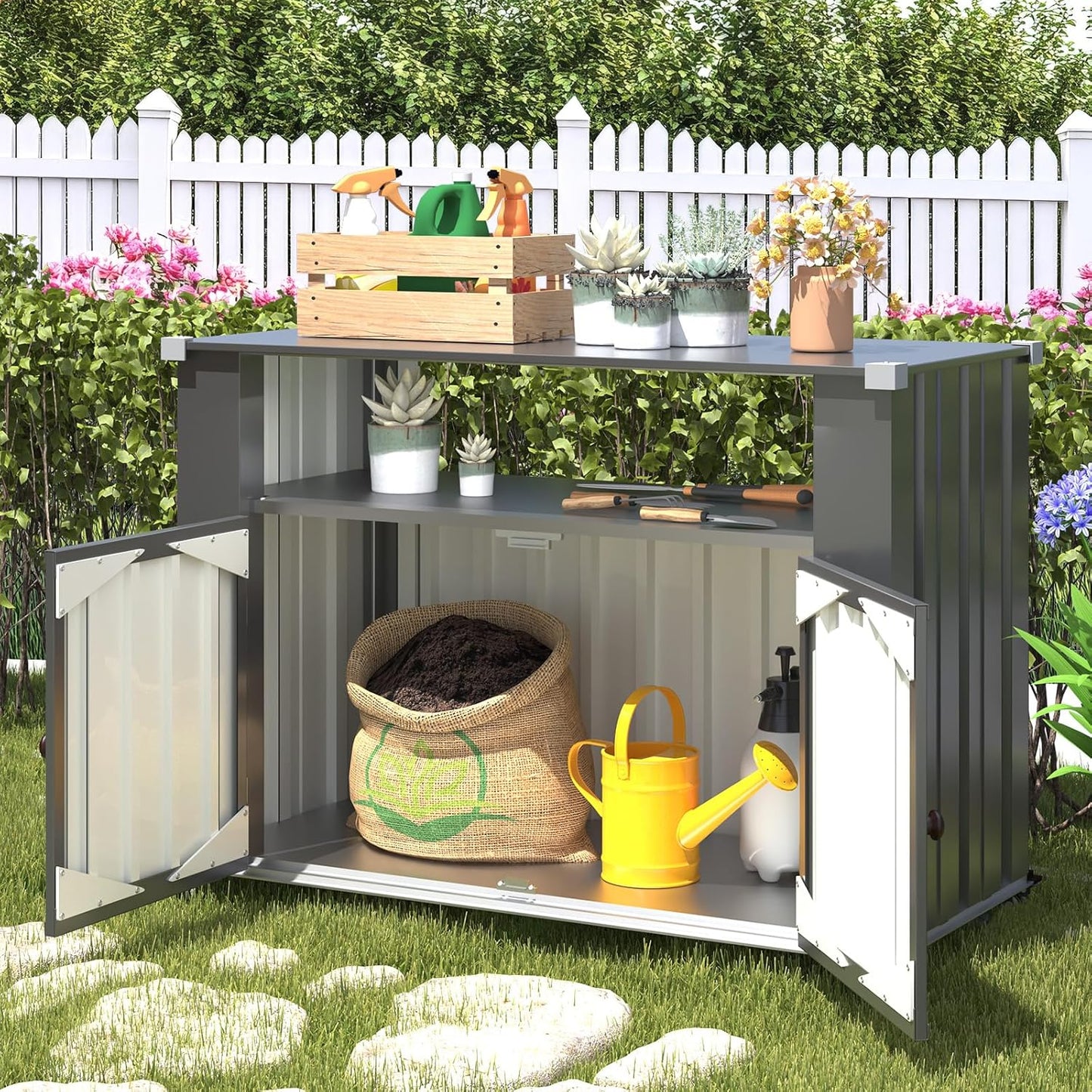 YODOLLA Metal Storage Cabinet with Wheels